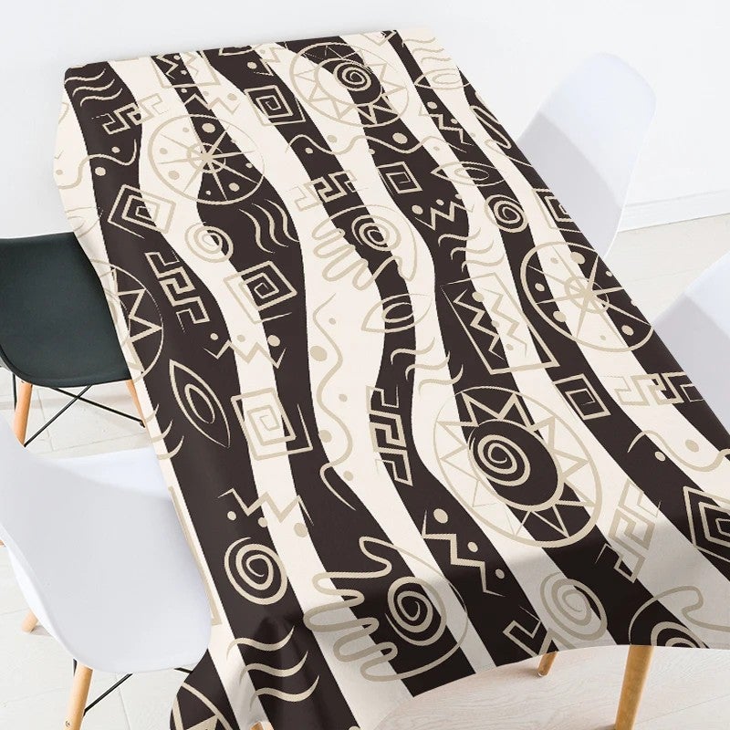 Bluejw Ethnic Style African National Stripe Car Geometric Yellow Home Polyester Tablecloth - Image 1